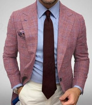 Plaid Notch Lapel Blazer for Men
