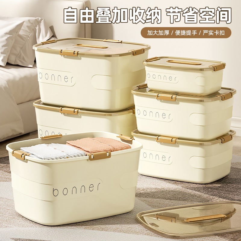 Plastic Storage Bin and Boxes with Latching Lid 27 Gallon Stackable Totes for Home Organization