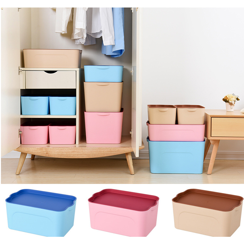 Plastic Storage Bin with Lid and Handles Stackable Organizer Containers Totes
