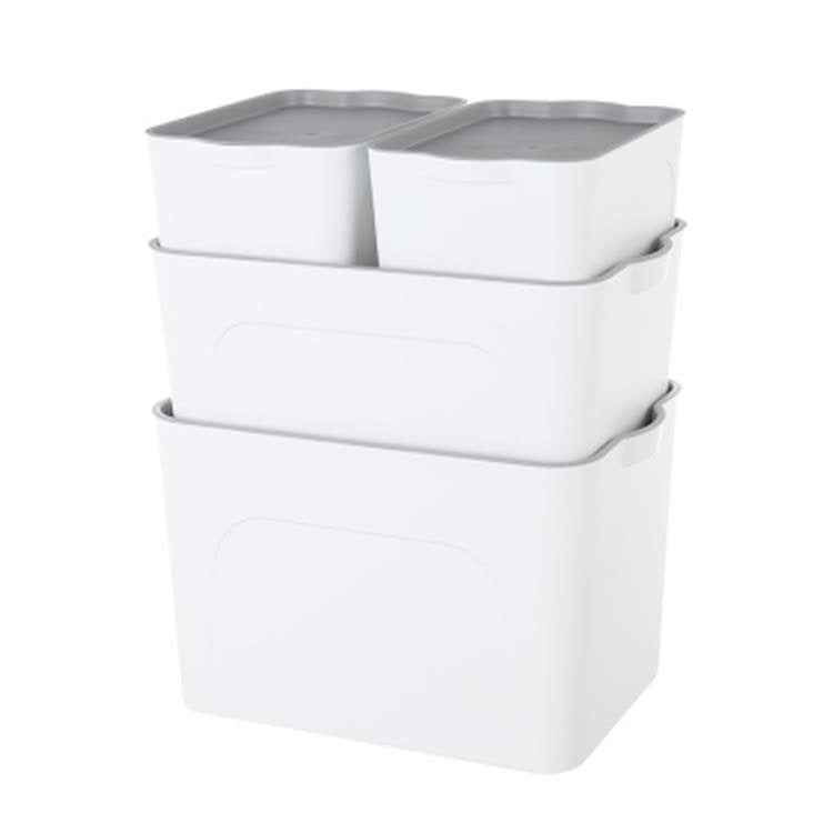 Plastic Storage Bin with Lid and Handles Stackable Organizer Containers Totes
