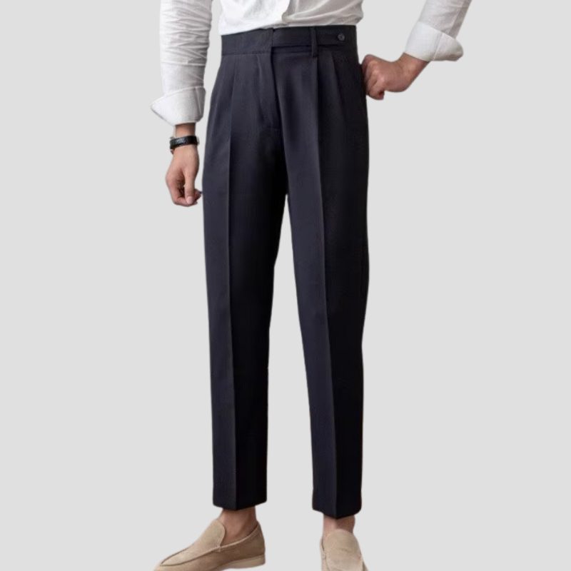 Pleated Slim Fit Trousers for Men