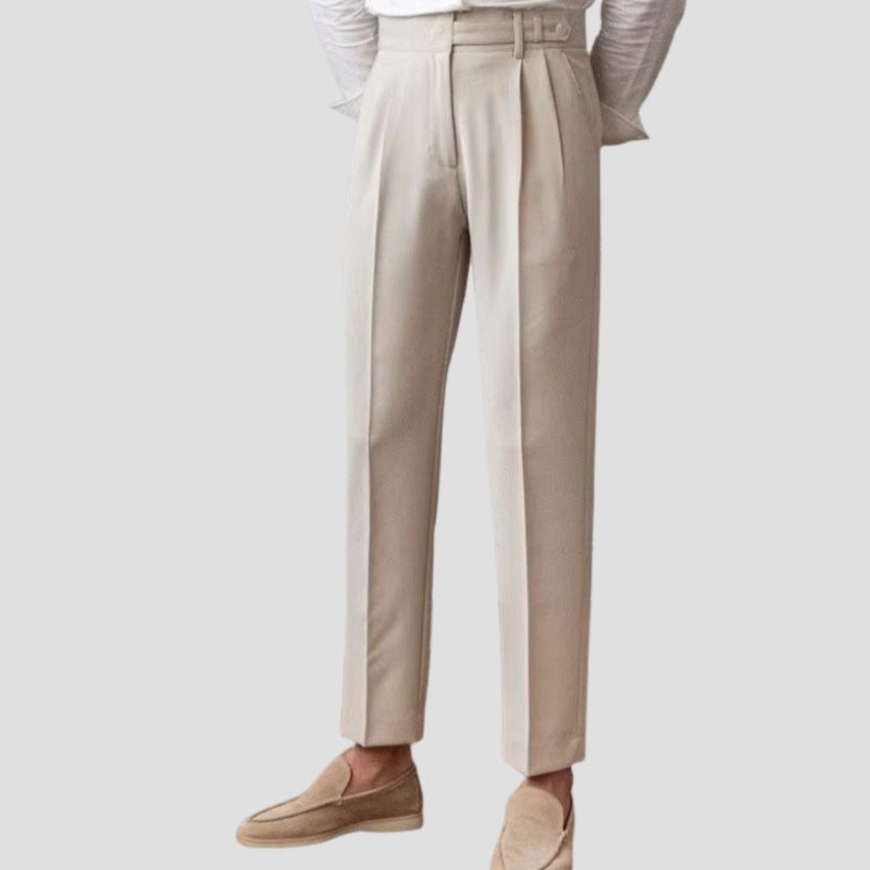 Pleated Slim Fit Trousers for Men