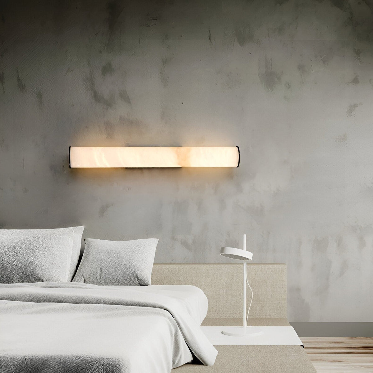 Plug-In Wall Sconce Lighting with Marbled Cylinder Shade Candle