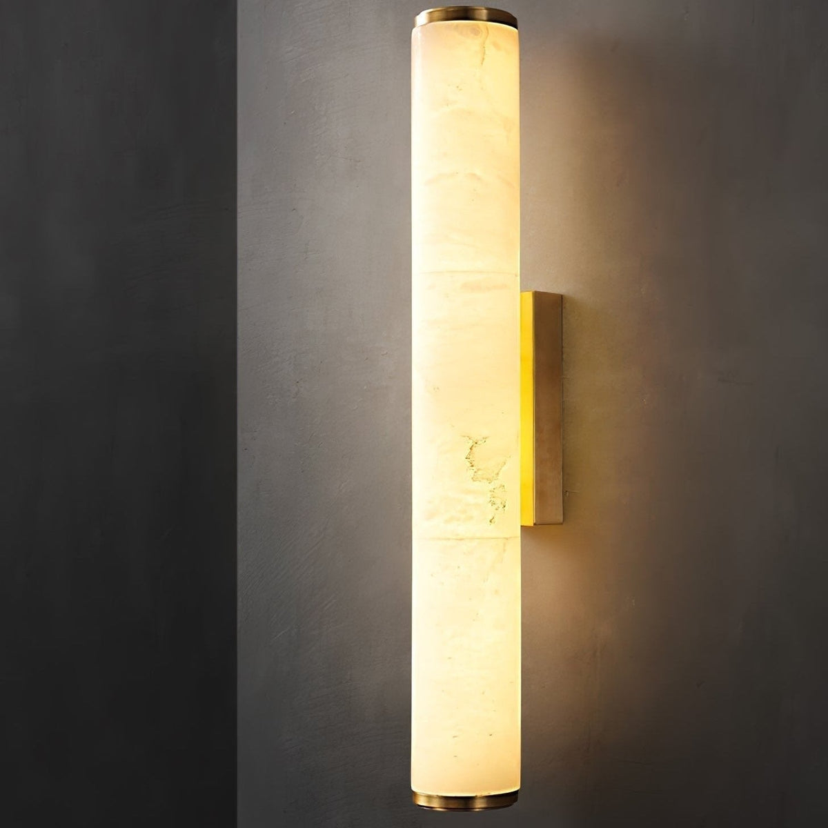 Plug-In Wall Sconce Lighting with Marbled Cylinder Shade Candle