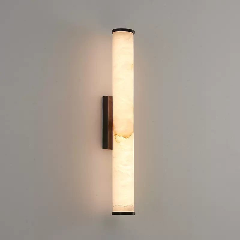 Plug-In Wall Sconce Lighting with Marbled Cylinder Shade Candle