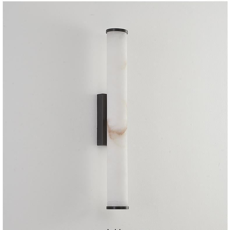 Plug-In Wall Sconce Lighting with Marbled Cylinder Shade Candle