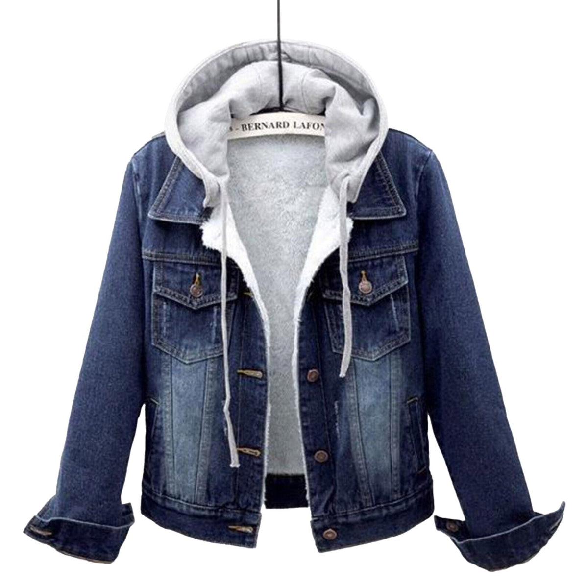 Plus-Size Hooded Denim Jacket for Autumn