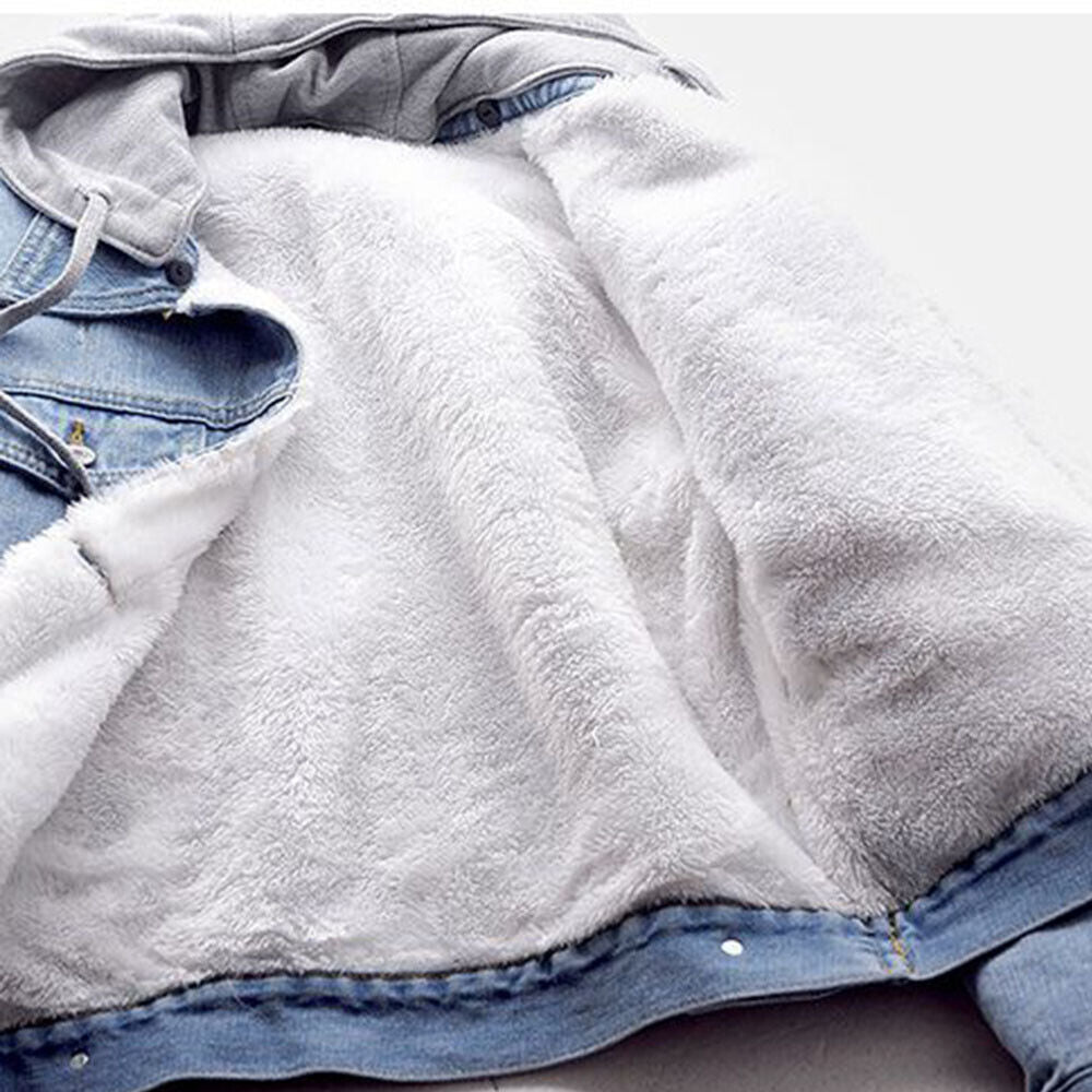 Plus-Size Hooded Denim Jacket for Autumn