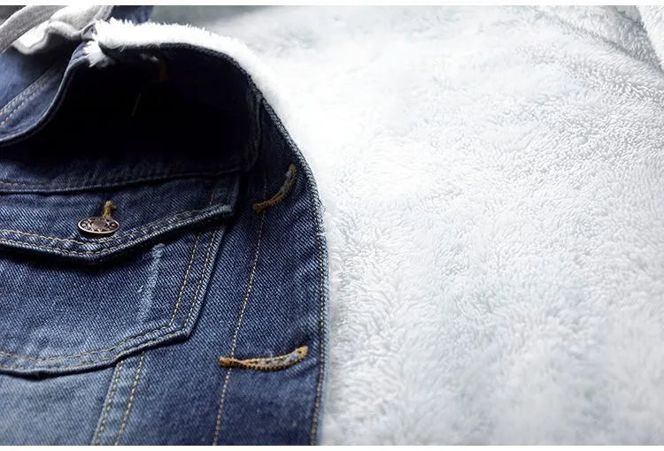 Plus-Size Hooded Denim Jacket for Autumn