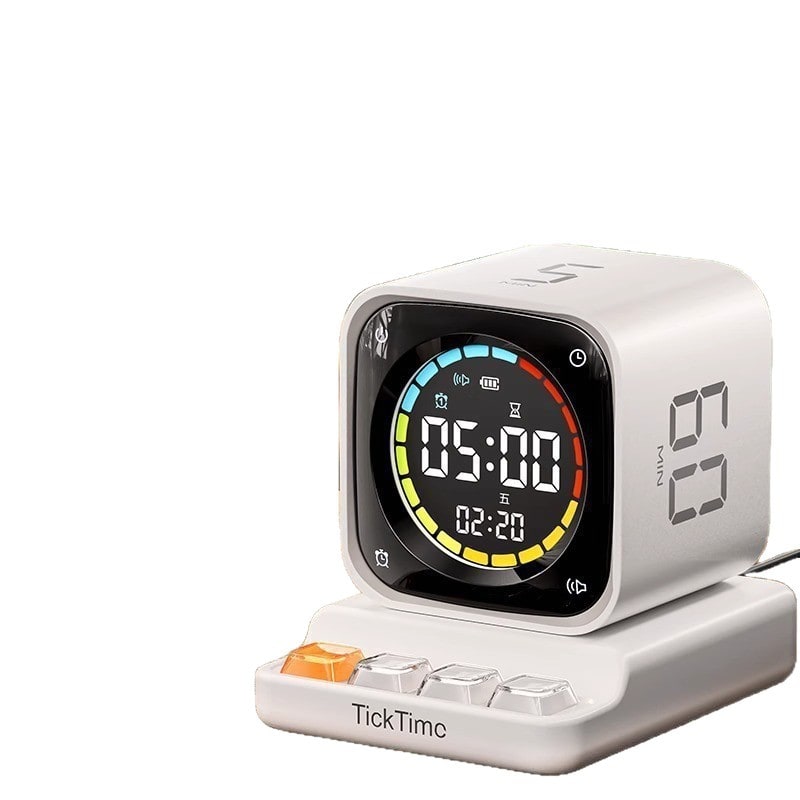 Pomodoro Effect Method Cube Timer with Digital Display and Rechargeable Charging Base