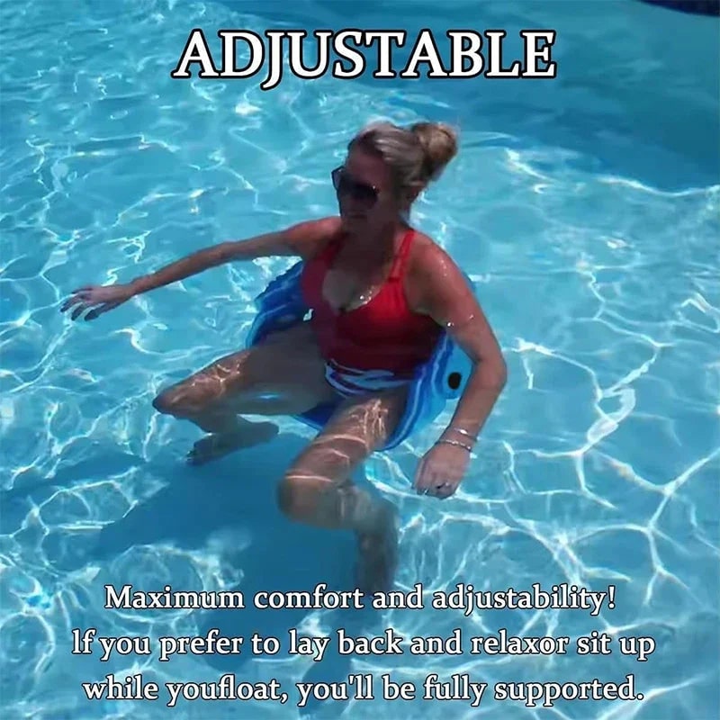 Pool Float Saddle with Adjustable Pivot Hinge and Flexible Foam Design