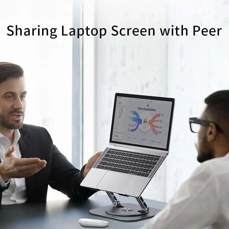 Portable Adjustable Ergonomic Laptop Stand with 360 Rotating Base and Aluminum Cooling Design