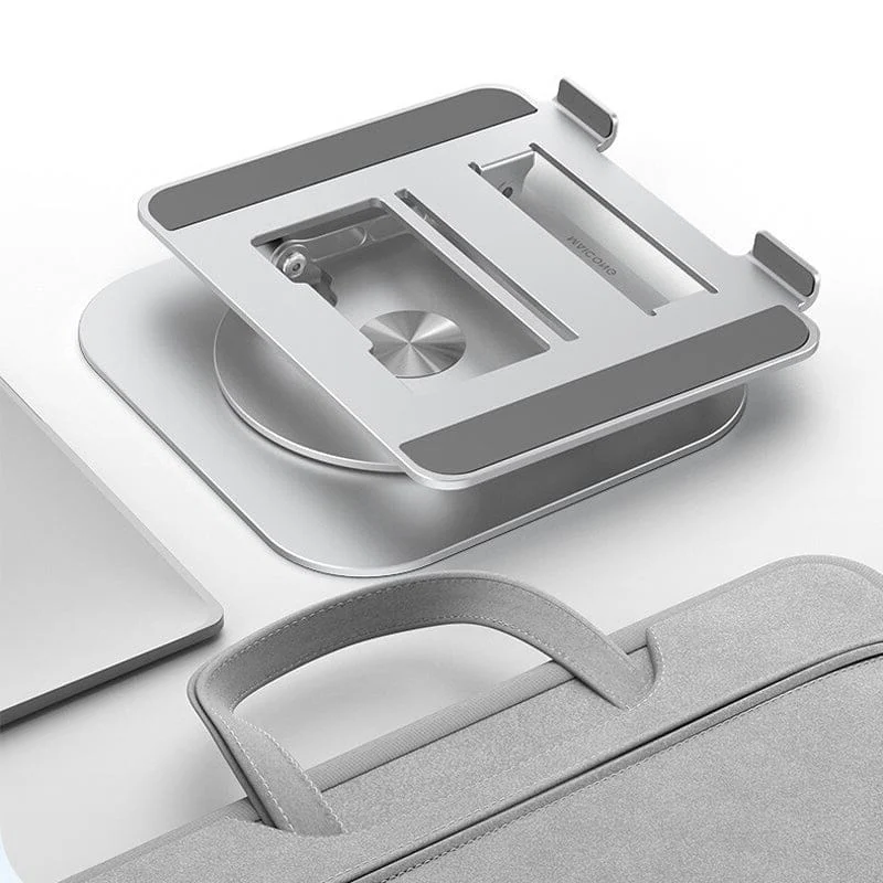 Portable Adjustable Ergonomic Laptop Stand with 360 Rotating Base and Aluminum Cooling Design