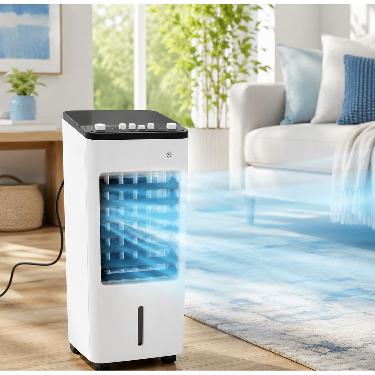 Portable Air Conditioner Evaporative Cooler with Fan and Humidifier on Wheels