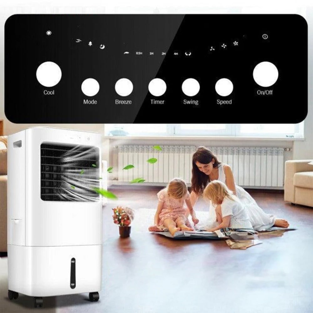 Portable Air Conditioner with Remote Control 6l Water Tank and Cooling Pad