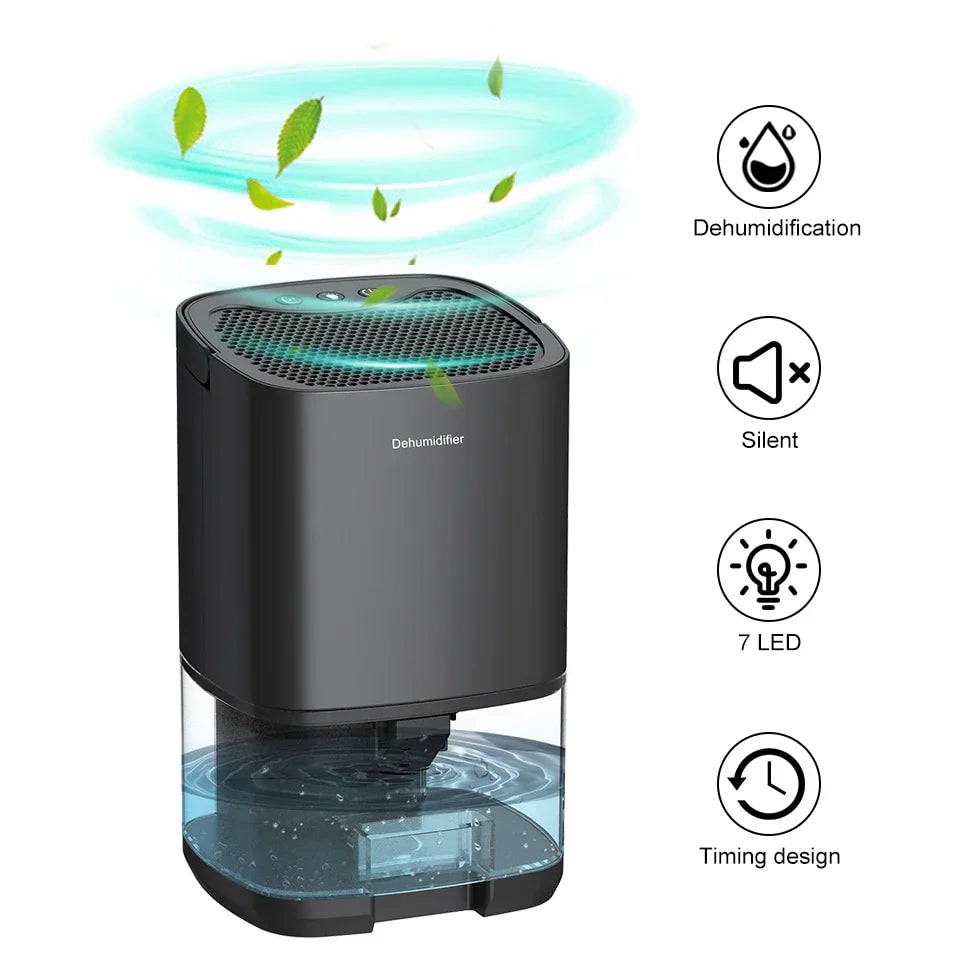 Portable Basement Crawl Space Small Room Dehumidifier with Drain Hose and Air Filter