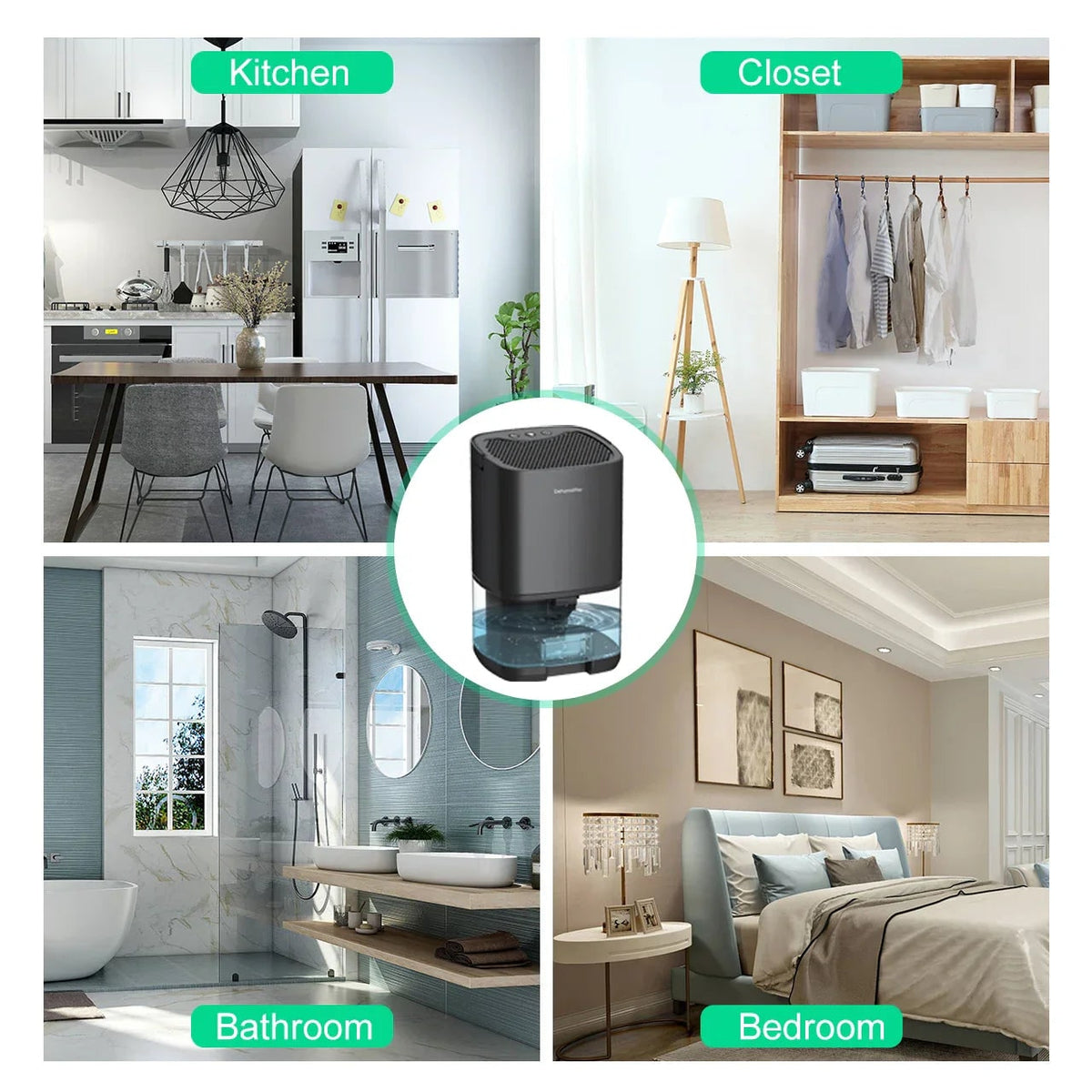 Portable Basement Crawl Space Small Room Dehumidifier with Drain Hose and Air Filter
