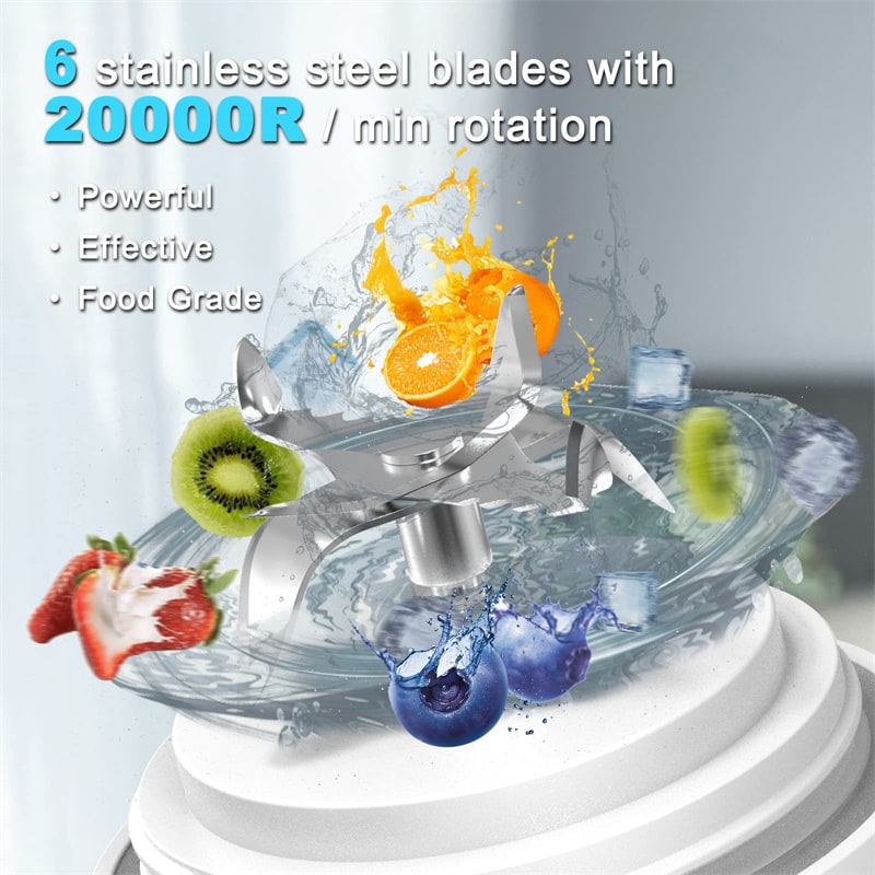 Mini Portable Blender with 6-Blade Design, USB-C Charging and Faceted Cup for Smoothies