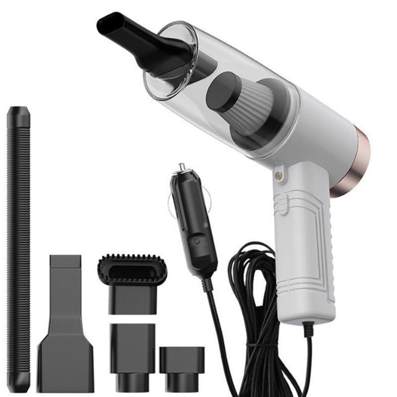 Portable Handheld Car Vacuum Cleaner with 12v Power Cord and Multiple Attachments