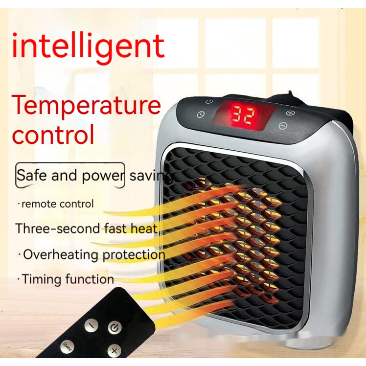 Portable Space Heater with Wall Mounted Plug in Design and Digital LED Display
