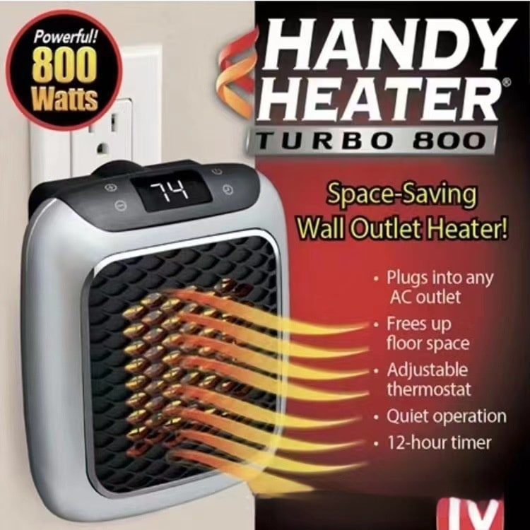 Portable Space Heater with Wall Mounted Plug in Design and Digital LED Display