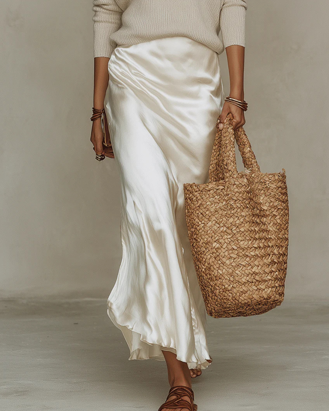 Filomena | Knit & Satin Midi Sweater Dress
