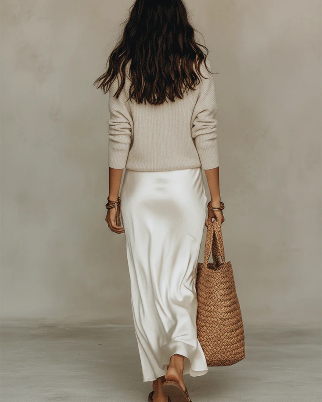 Filomena | Knit & Satin Midi Sweater Dress