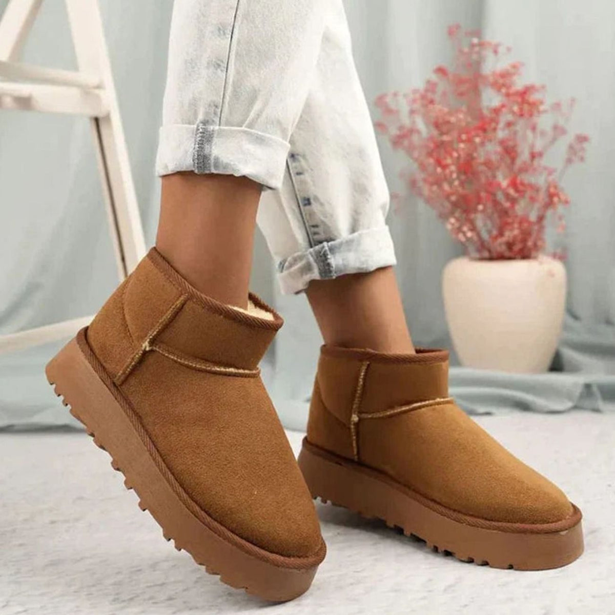 Priya - Women's Slip-On Shearling-Lined Platform Boots