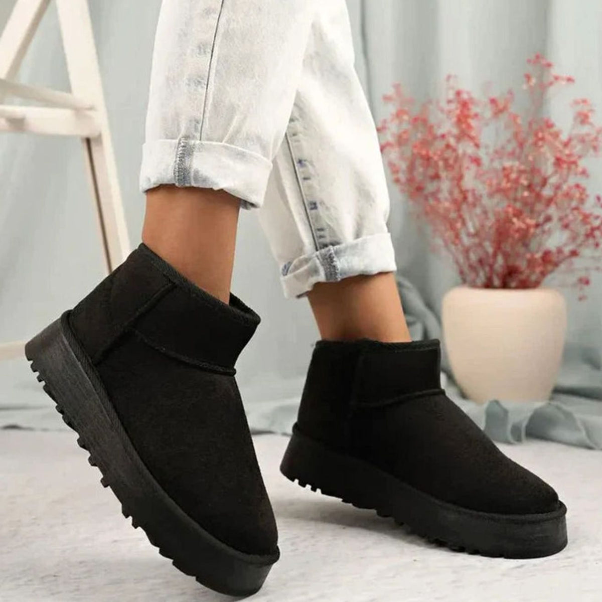 Priya - Women's Slip-On Shearling-Lined Platform Boots