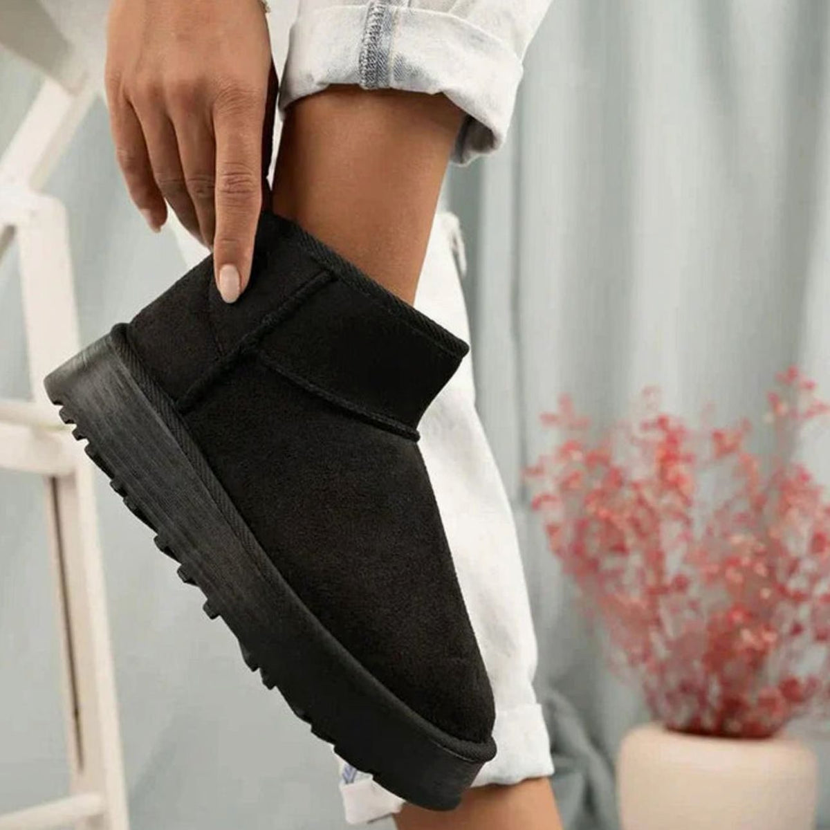 Priya - Women's Slip-On Shearling-Lined Platform Boots