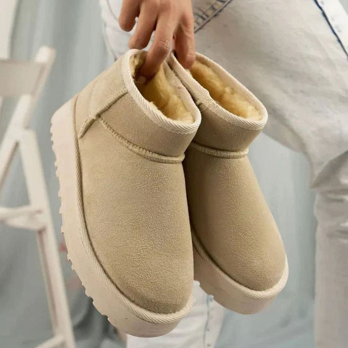 Priya - Women's Slip-On Shearling-Lined Platform Boots