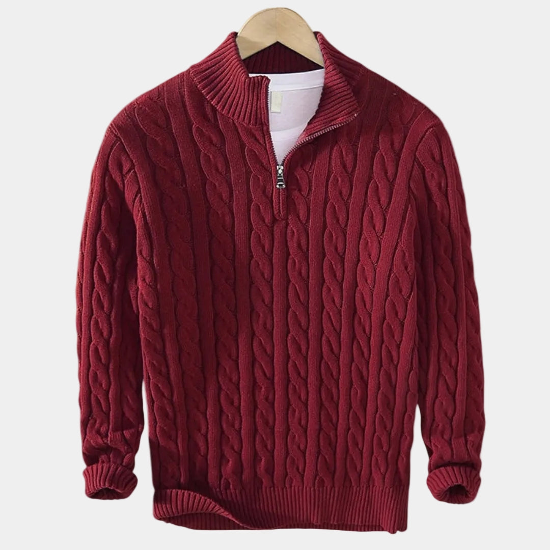 Men's Cable Knit Half-Zip Jumper