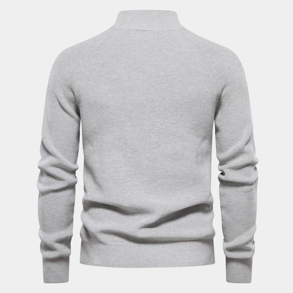 Men's Half Zip Knit Jumper | Long Sleeve Mock Neck