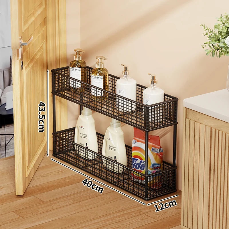 Pull-Out Storage Organizer | Slim Ventilated Mesh & Rust-Resistant Metal | 3-Tier