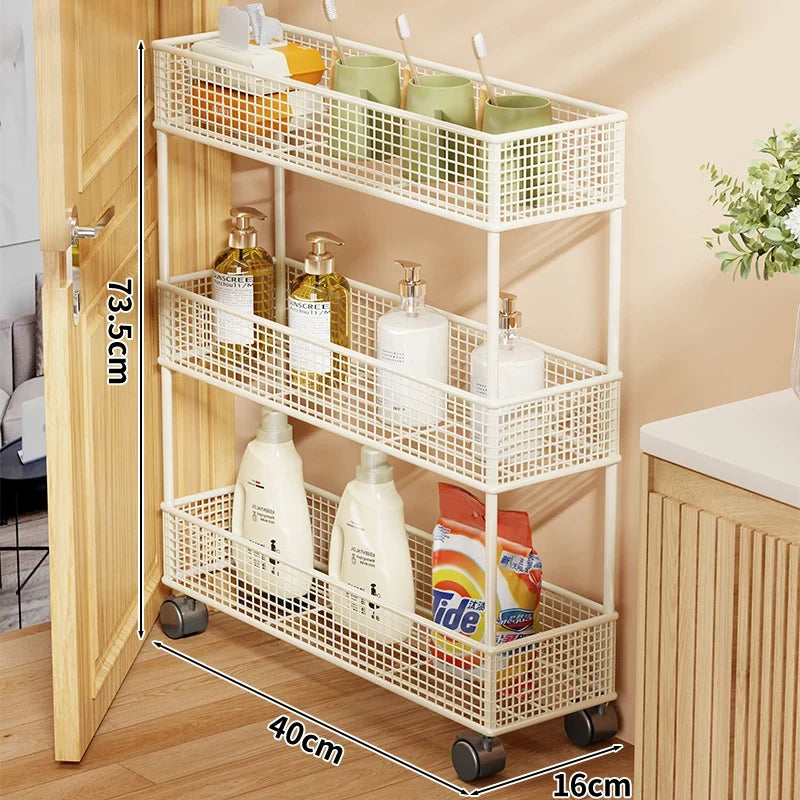 Pull-Out Storage Organizer | Slim Ventilated Mesh & Rust-Resistant Metal | 3-Tier