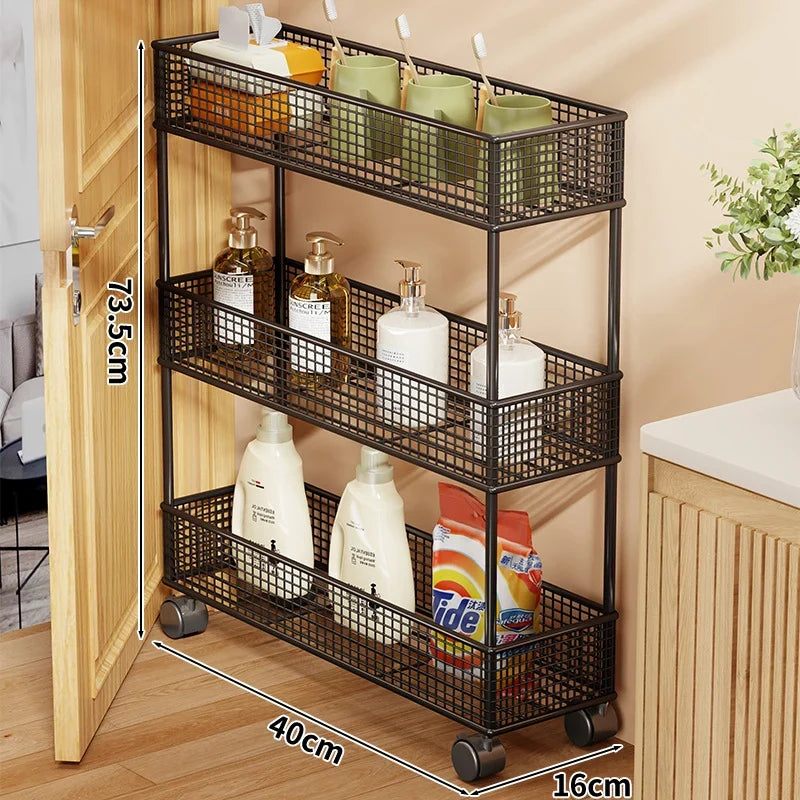Pull-Out Storage Organizer | Slim Ventilated Mesh & Rust-Resistant Metal | 3-Tier
