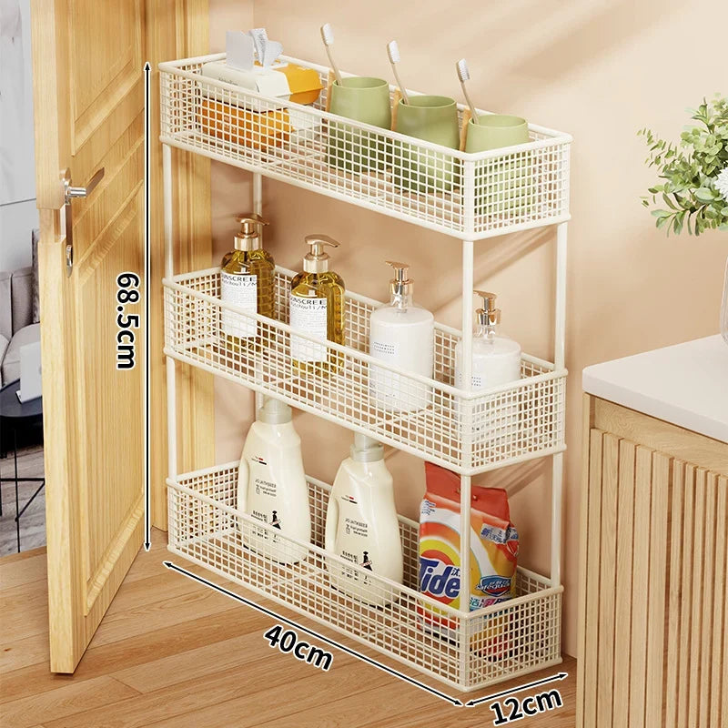 Pull-Out Storage Organizer | Slim Ventilated Mesh & Rust-Resistant Metal | 3-Tier