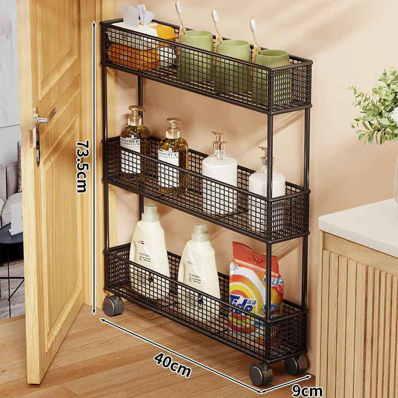 Pull-Out Storage Organizer | Slim Ventilated Mesh & Rust-Resistant Metal | 3-Tier