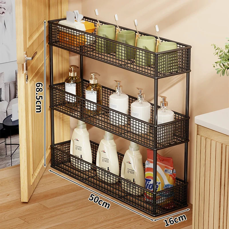Pull-Out Storage Organizer | Slim Ventilated Mesh & Rust-Resistant Metal | 3-Tier