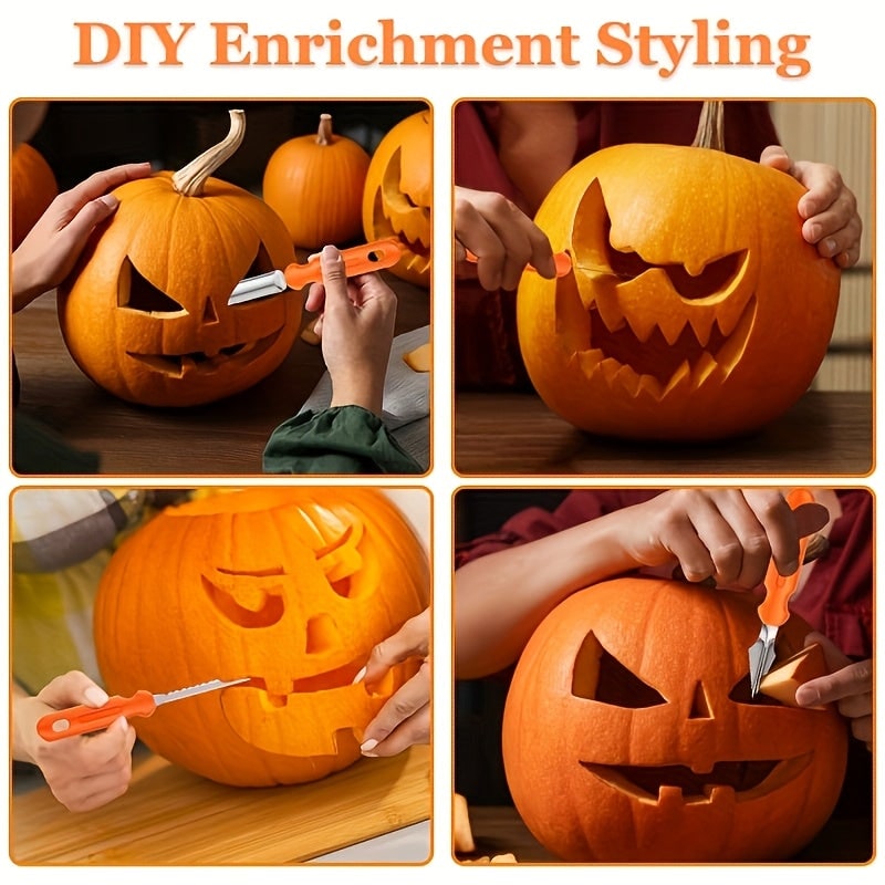 Pumpkin Carving Kit and Tools with Stainless Steel Dual-Blade Supplies for Halloween