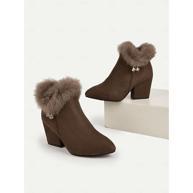 Claire | Fur Trim Ankle Boots