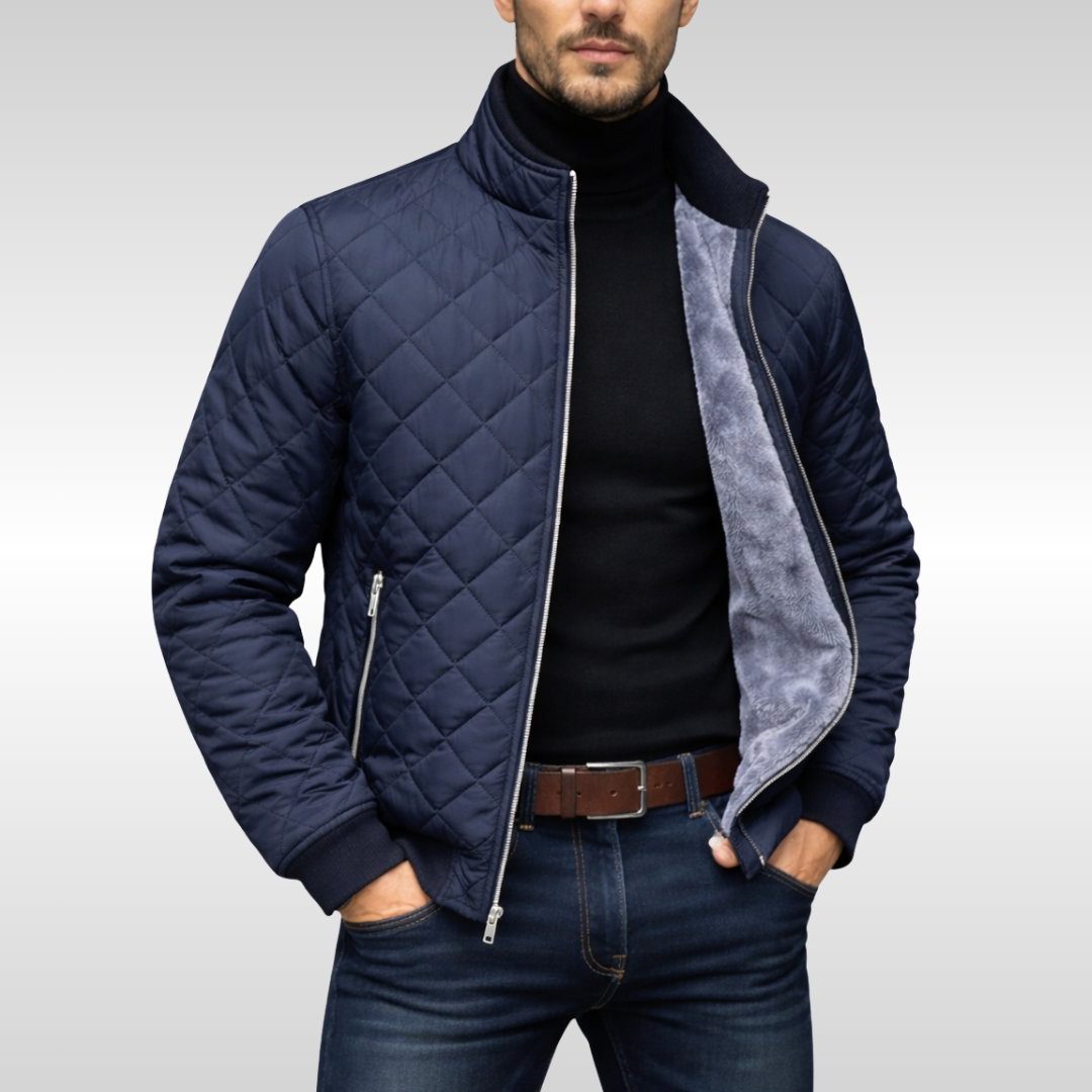 Quilted Bomber Jacket with Fleece Lining for Men