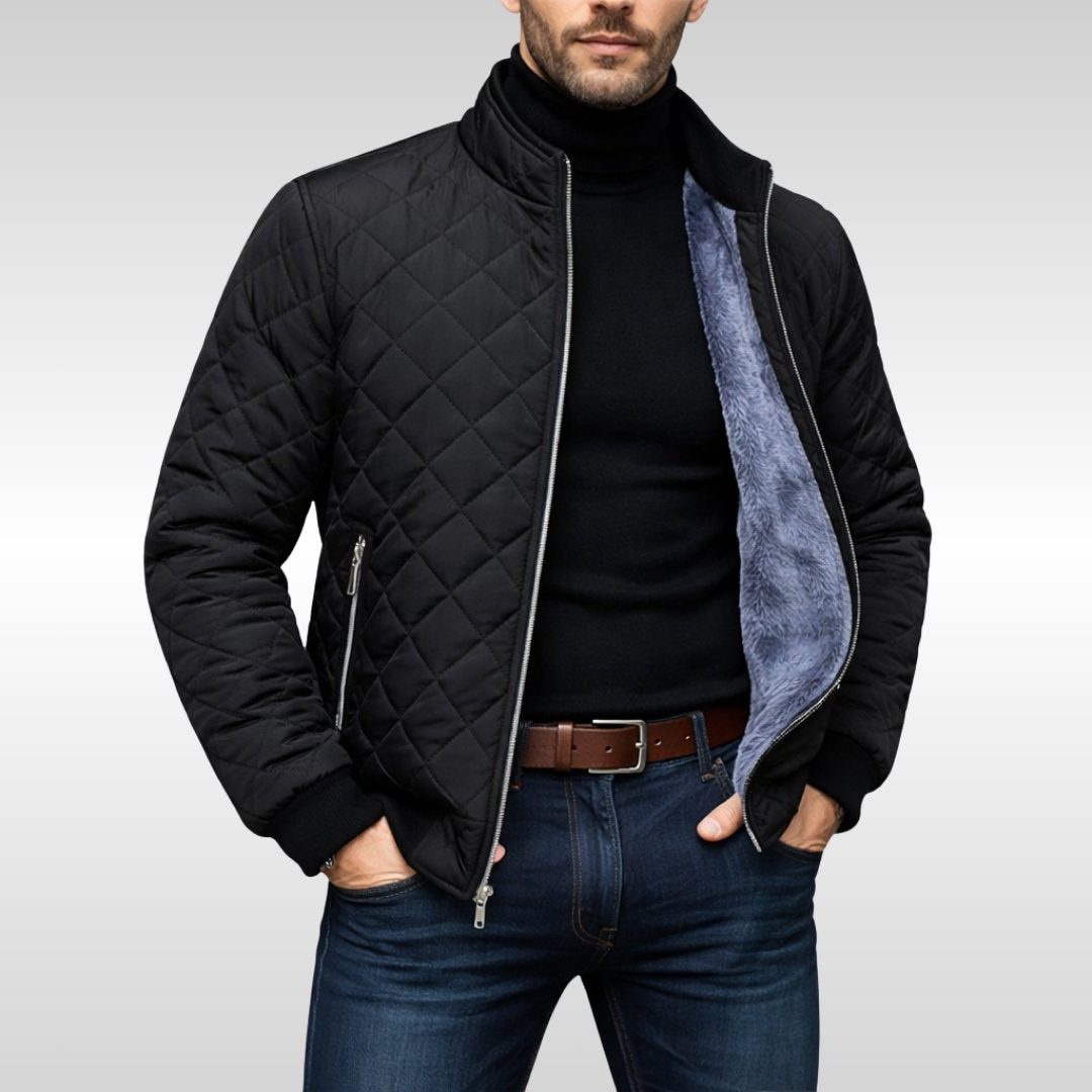 Quilted Bomber Jacket with Fleece Lining for Men