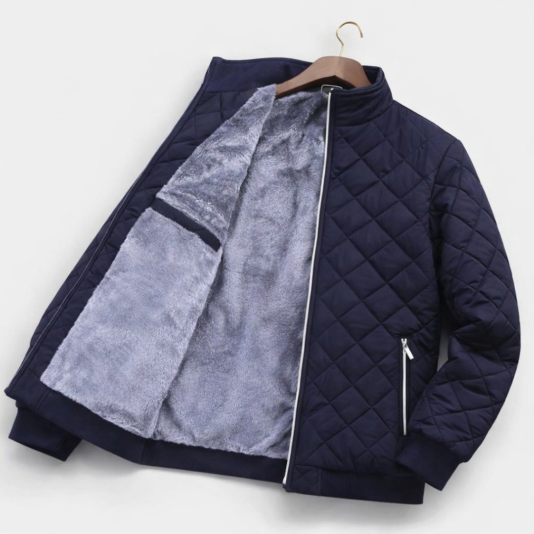 Quilted Bomber Jacket with Fleece Lining for Men