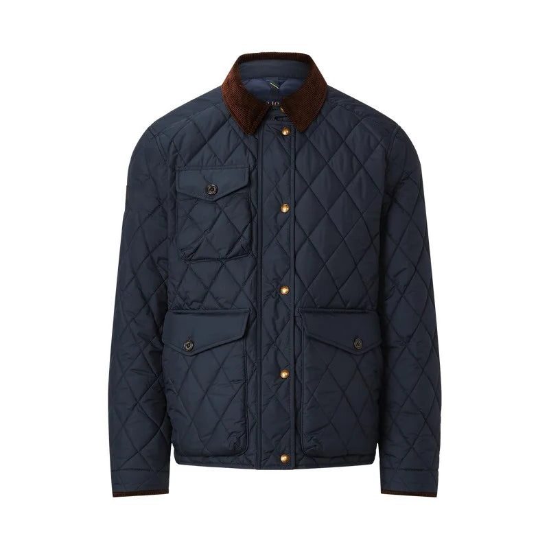 Quilted Jacket with Corduroy Collar for Men