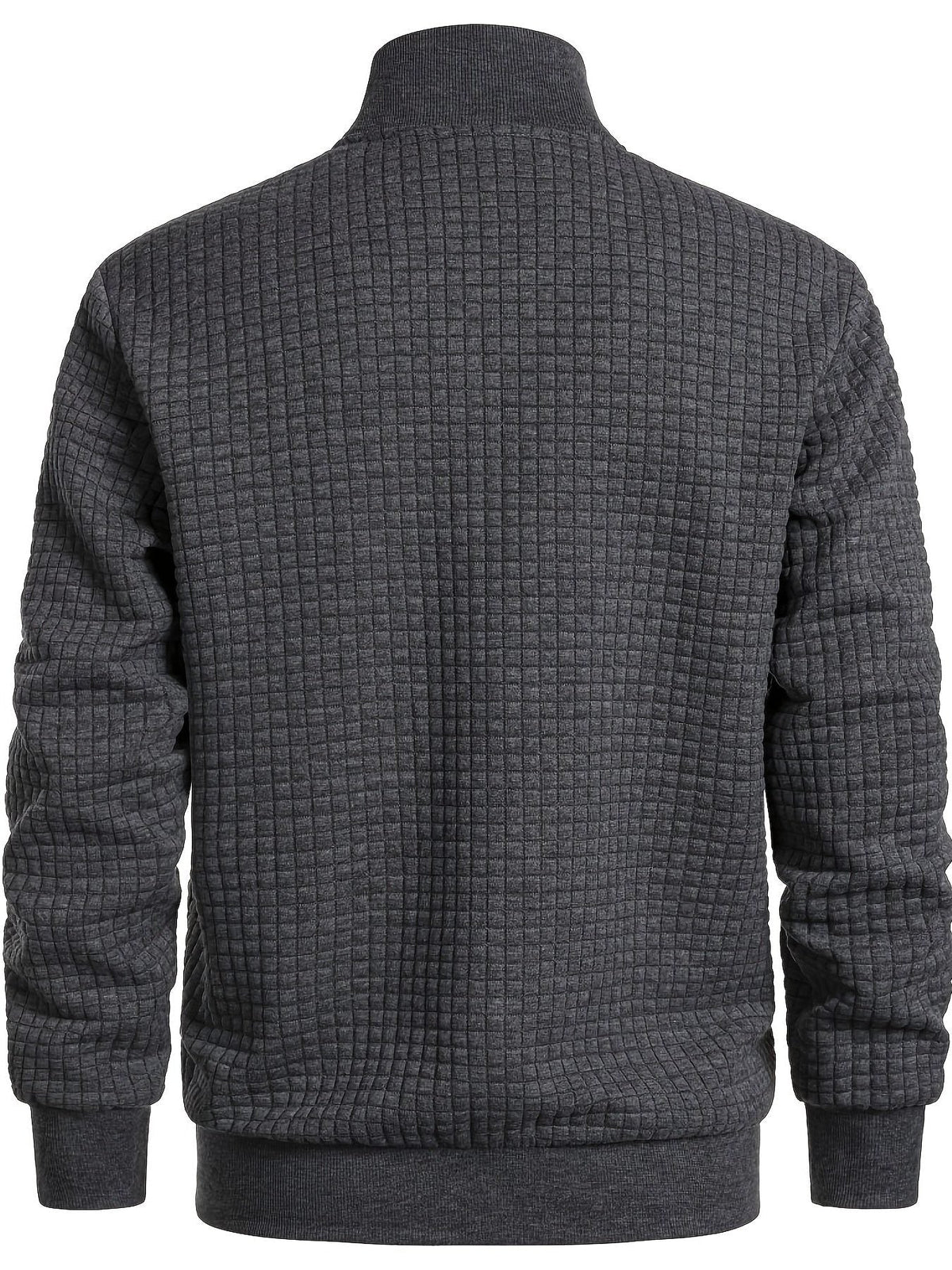 Quilted Zip-Up Jacket with Stand Collar for Men