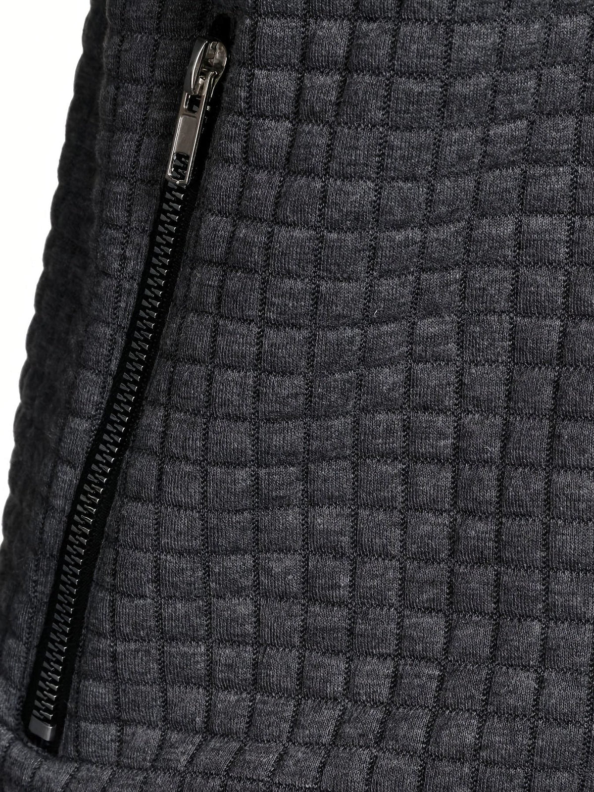 Quilted Zip-Up Jacket with Stand Collar for Men