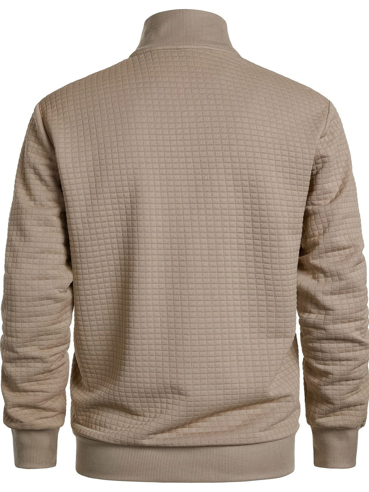 Quilted Zip-Up Jacket with Stand Collar for Men