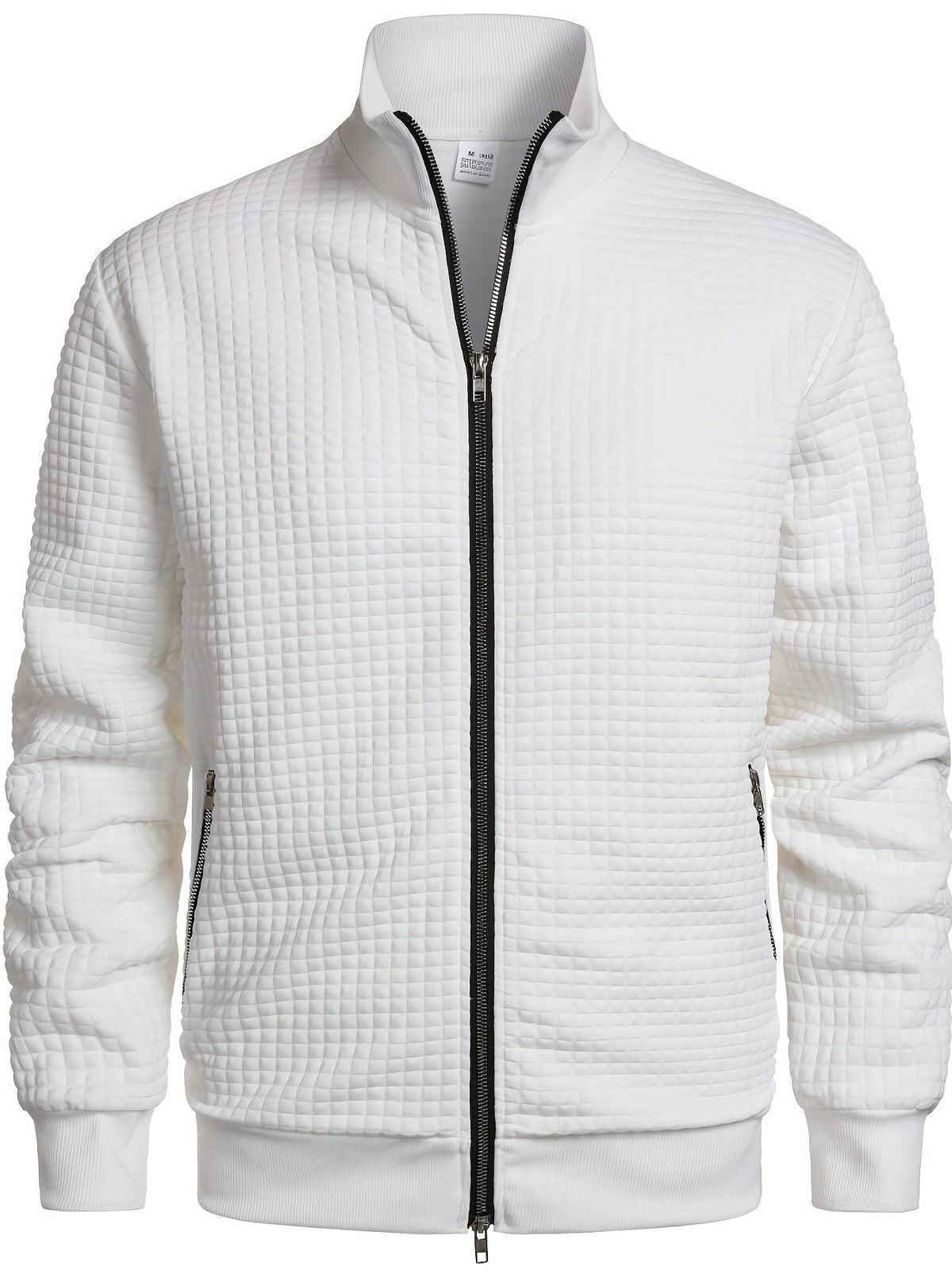 Quilted Zip-Up Jacket with Stand Collar for Men