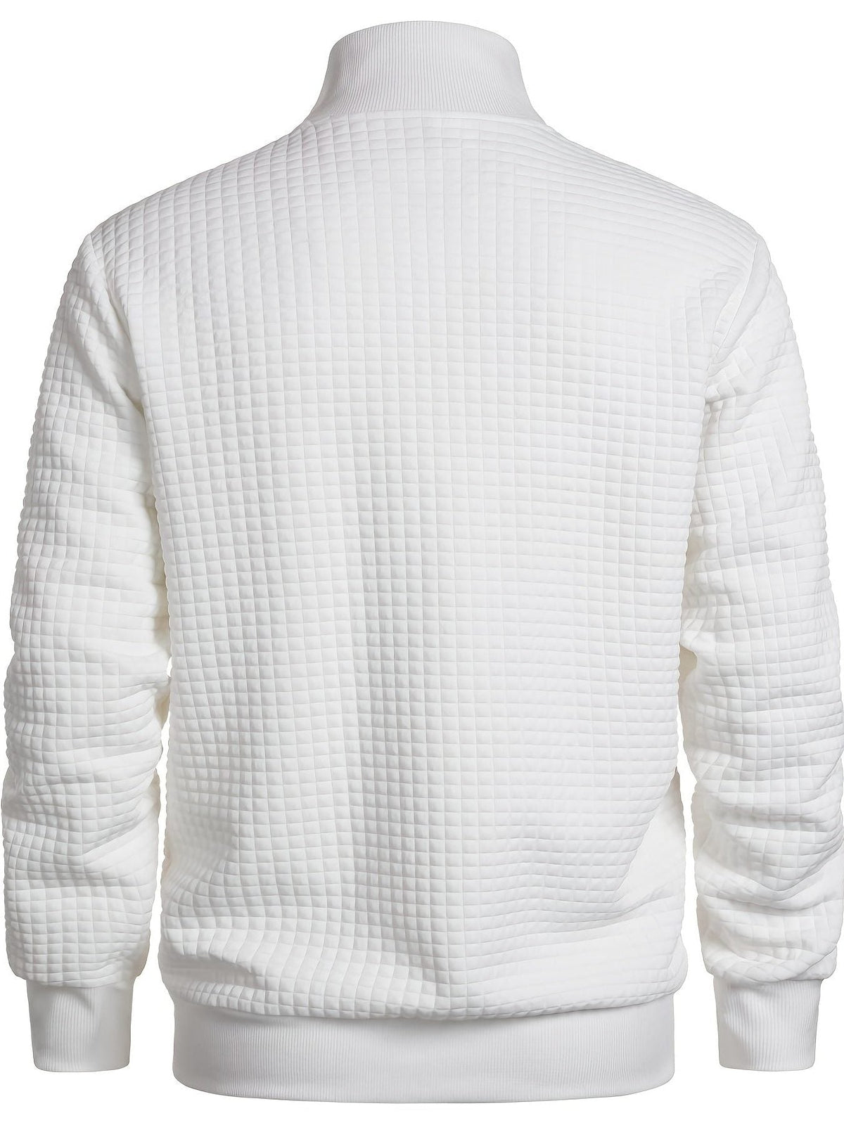 Quilted Zip-Up Jacket with Stand Collar for Men